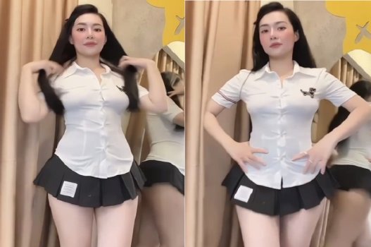 Em Trang sexy thích mặc váy ngắn hở quần lót